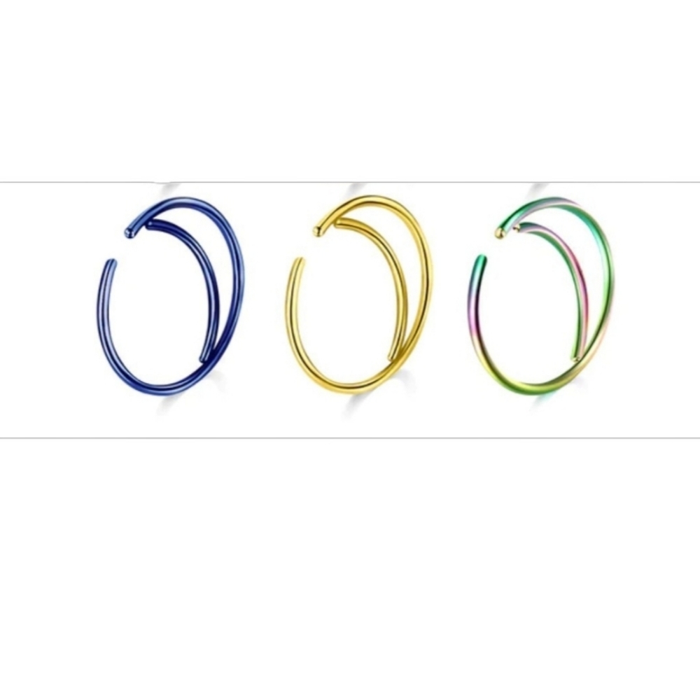 3 Moon Nose Ring Hoops 20g